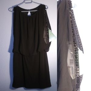 Sleeveless Bejeweled Trim Scarlett Black Dress Blouson NWT Party Dress Size 6